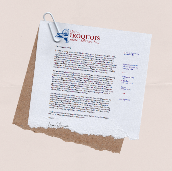 United Iroquois Shared Services Calls on Congress to Strengthen America's Medical Supply Chain